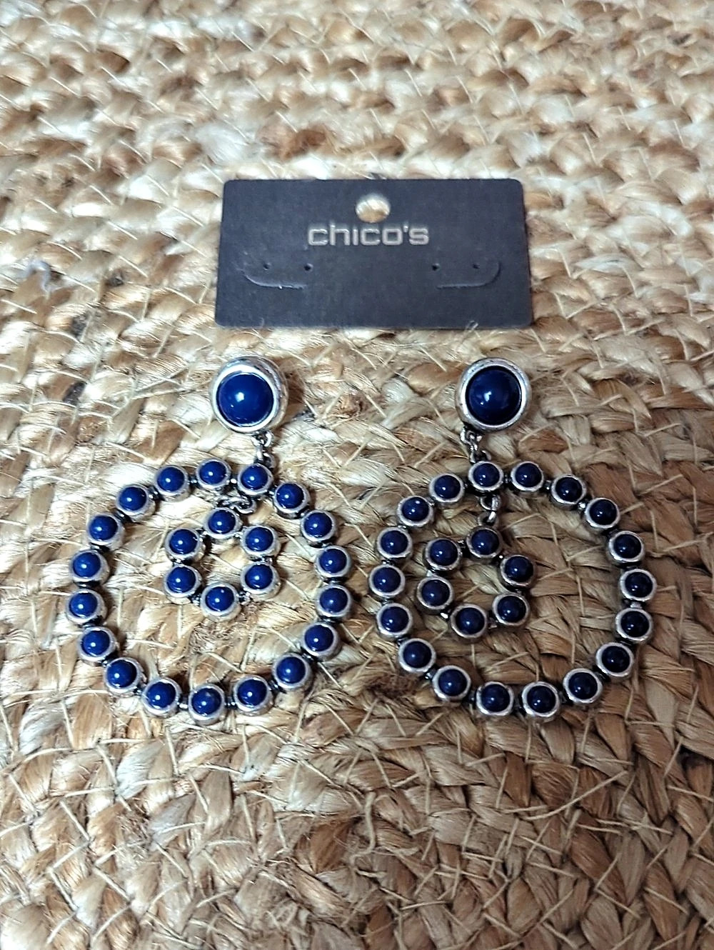 Chico's Blue & Silver Drop Earrings Like New